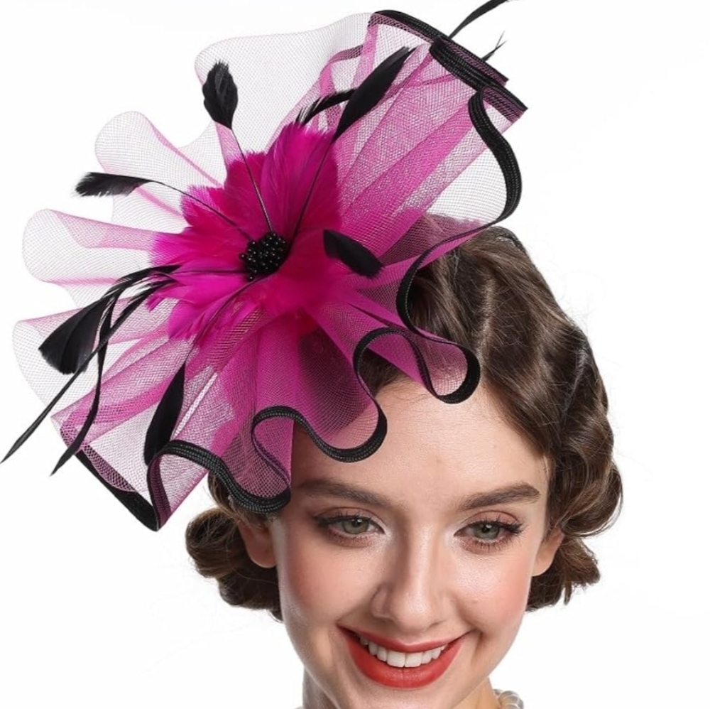 NEW! Fuschia And Black Kentucky Derby Hat - Picture 3 of 6